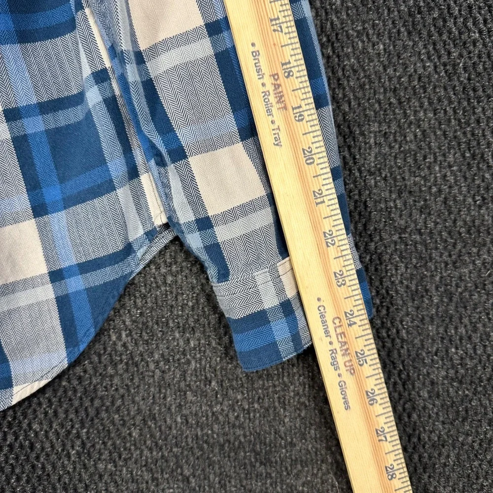 J. Crew Flannel Shirts Lot of 2 Mens S Red Blue Herringbone Plaid Long Sleeve